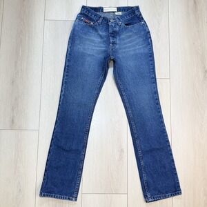 VTG Y2K Fossil Straight Leg Jeans Womens 2R 25x31 Button Fly Blue Denim Mexico